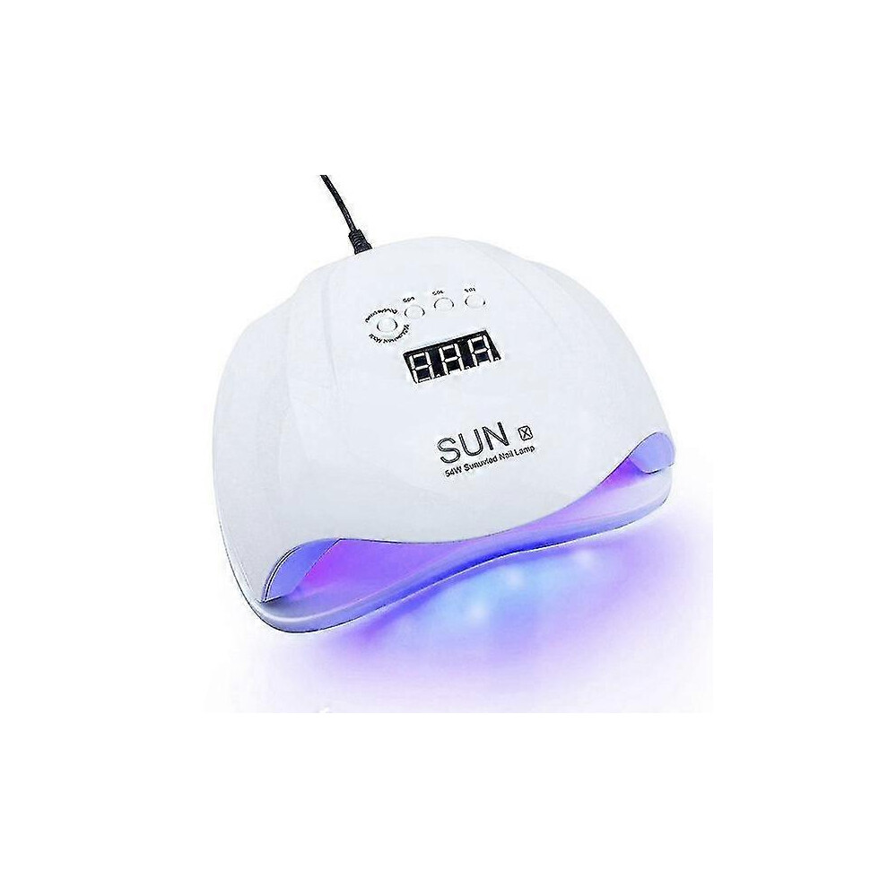 Kikidex White/Light (As Show, One Size) Sun X 54 W Nail Gel Dryer Machine Uv Led Lamp Compatible With Nail Dryer Professional Polish Machin
