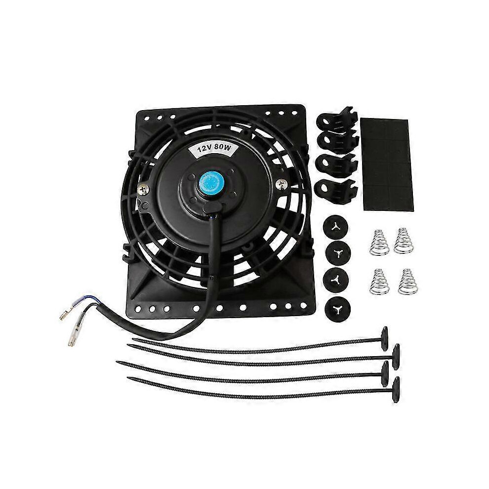 (As Show, One Size) 6 Inch Slim 650Cfm Radiator Cooling Fans Universal Slim Pull Push 12V 80W Direct Replacement Electr 4909775982497
