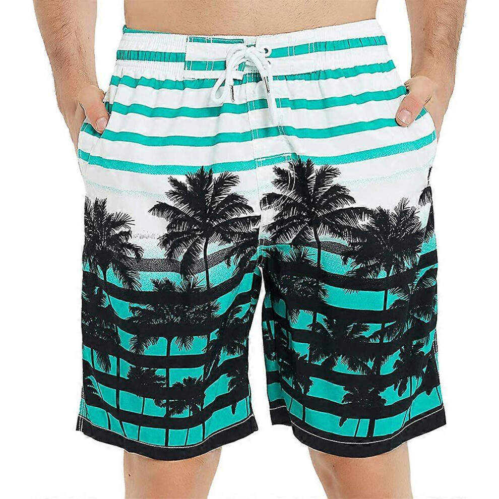 (As show, One size) Mens Swim Trunks Long, Quick Dry Mens Boardshorts, with Mesh Lining