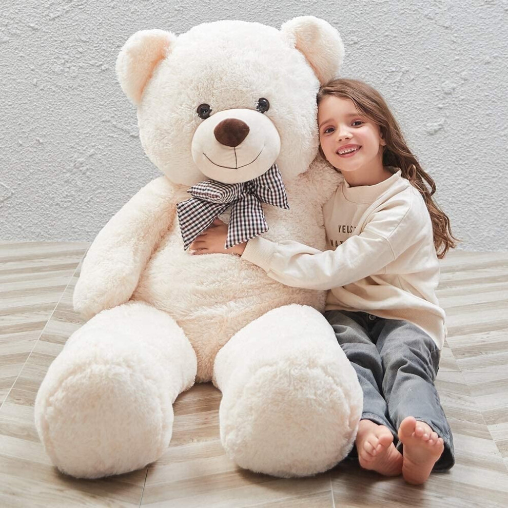 (47", White) HkeDes  4ft Giant Teddy Bear Stuffed Animal Soft Bear Plush Toy