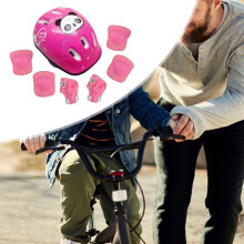 (Rosa) Kit de casco de bicicleta para niños, casco de patineta portátil para patinaje, patineta, patín