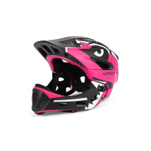 (Rojo rosa) Casco integral desmontable para bicicleta para niños, ideal para deportes infantiles, ciclismo
