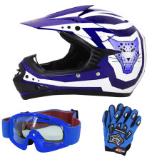 (Blauw, XS) ZORAX X17 Kinder Motocross MX Helm Motorhandschoenen Bril