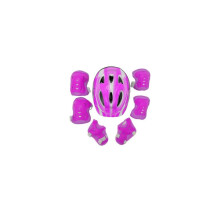 Casco de seguridad para niños (rojo rosa) para niños y niñas, monopatín, ciclismo, rodilleras y coderas,