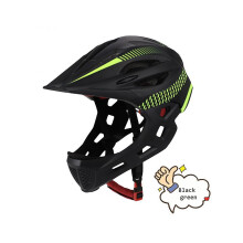 (negro verde) Casco integral para deportes al aire libre para niños, bicicleta de equilibrio, scooter,