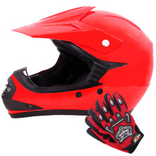 (Rot, L) Zorax ZOR-X15 Kinder Motocross Motorrad MX Helm & Handschuhe - ATV Dirt Bike BMX Quad Off Road