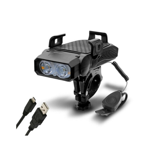 (Vert, double lumière) Éclairage de vélo 4 en 1, 5 vitesses, rechargeable par USB, éclairage de vélo 2