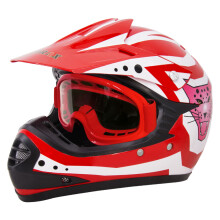 (Rojo, L) Casco de motocross Zorax ZOR-X17 para niños, casco para cuatrimoto, ATV, ECE 2206 y gafas