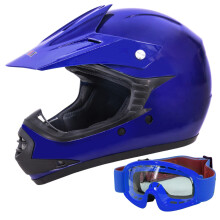 (sininen, M) Zorax ZOR-X15 Kids Motocross -moottoripyöräkypärä ja -lasit - ATV-maapyörä BMX-mönkijät