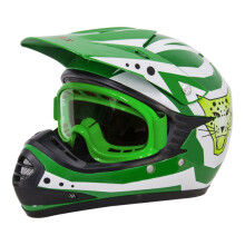 (Verde, L) Casco de motocross Zorax ZOR-X17 para niños, casco para cuatrimoto, ATV, ECE 2206 y gafas