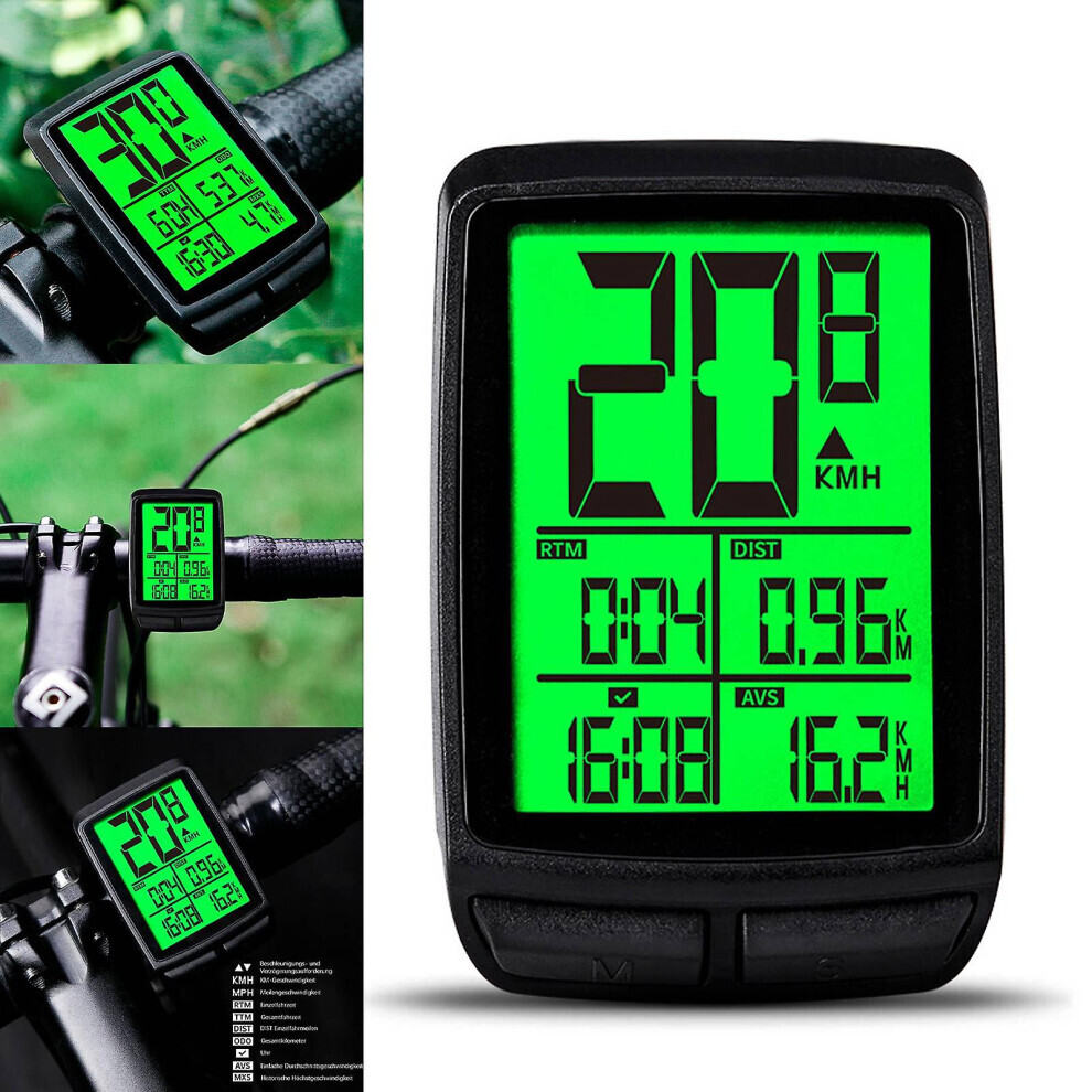 DINOKA Compteur De Vitesse Vélo Sans Fil – étanche, écran LCD Rétroéclairé, Multifonctions, Réveil Automatique