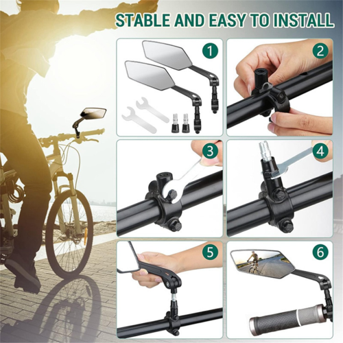 Espejo retrovisor para bicicleta, espejo giratorio ajustable para manillar 1
