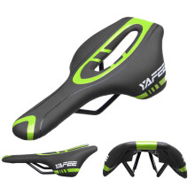 YF-1064 - Sillín de bicicleta de carreras (290 x 145 mm, cuero transpirable, extra cómodo, hueco)