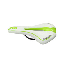 (Blanco y verde) Sillín de gel cómodo para bicicleta de montaña y carretera, cojín para asiento