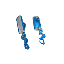 (Azul) Par de espejos retrovisores de aluminio para bicicleta de montaña, extremo del manillar, vista