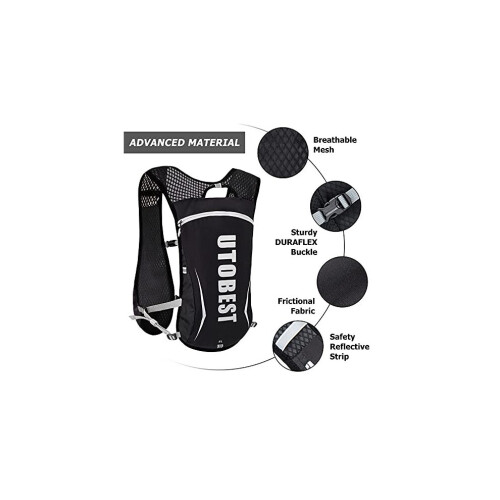 UTOBEST Running Reput Kevyt Hydration Pack Functional Running Vest 5,5L (musta) 1