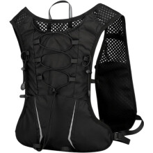 (B, Noir) Sac d'hydratation pour course à pied, poche à eau pour jogging - Sac à dos multifonction réfléchissant