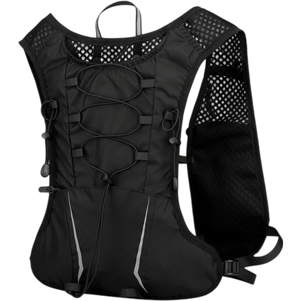 (B, Noir) Sac d'hydratation pour course à pied, poche à eau pour jogging - Sac à dos multifonction réfléchissant