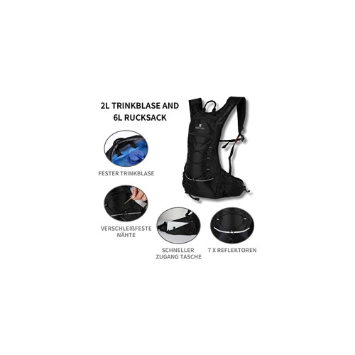BBAIYULE Pyöräilypyöräreppu 2L Hydration Reppu Hydration Bladder -pyörälaukulla ulkokäyttöön 2
