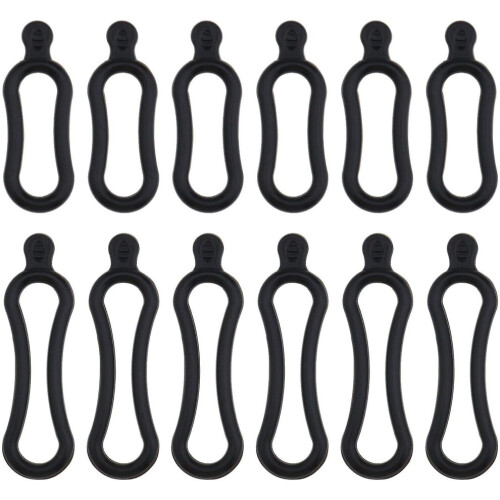 Lot de 12 sangles de fixation en silicone pour vélo, éclairage, lampe torche, phare