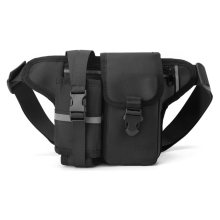 Wander-Bauchtasche, Sport-Gürteltasche mit Flaschenhalter, Schwarz