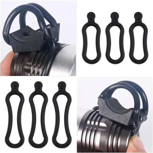 Lot de 12 sangles de fixation en silicone pour vélo, éclairage, lampe torche, phare 1
