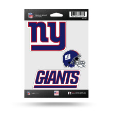Rico Industries NFL Die Cut 3-Piece Triple Spirit Sticker Sheet New York Giants 5 x 7 pouces