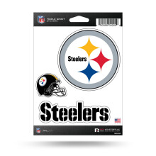 Rico Industries NFL Die Cut Triple Spirit Sticker Sheet Pittsburgh Steelers 5 x 7' Taille unique 3 pièces