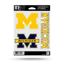 Feuille d'autocollants découpés Triple Spirit des Wolverines du Michigan de la NCAA de Rico Industries,