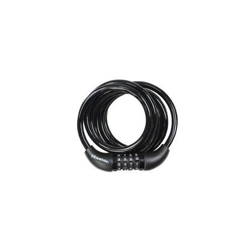 Cable de combinación enrollable negro Master Lock 8221E de 1,8 m x 8 mm