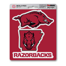 Lot de 3 autocollants découpés Arkansas Razorbacks