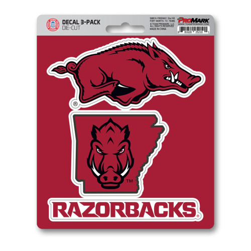 Arkansas Razorbacks Aufkleber, gestanzt, Team, 3er-Pack