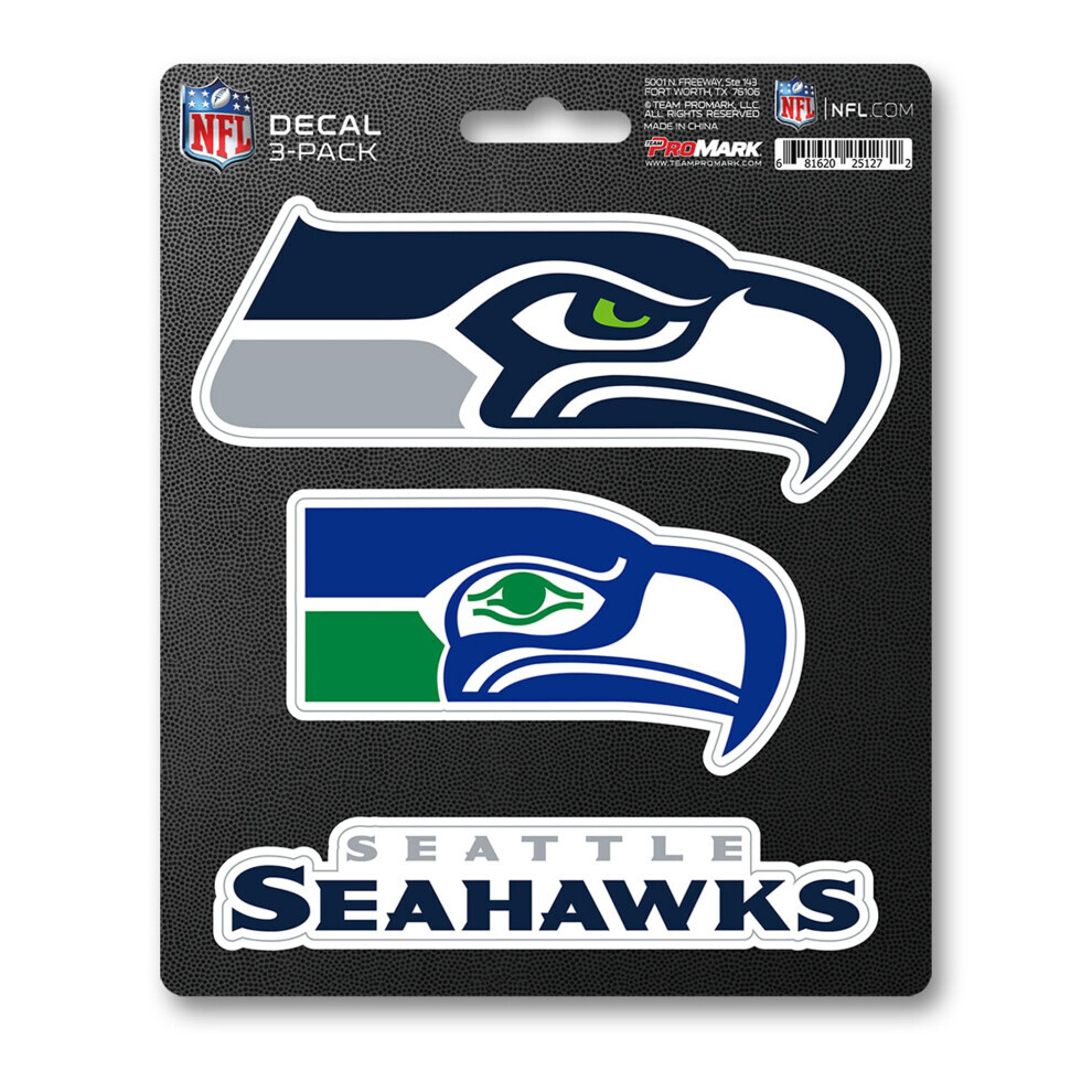 Pack de 3 autocollants découpés pour équipe des Seattle Seahawks