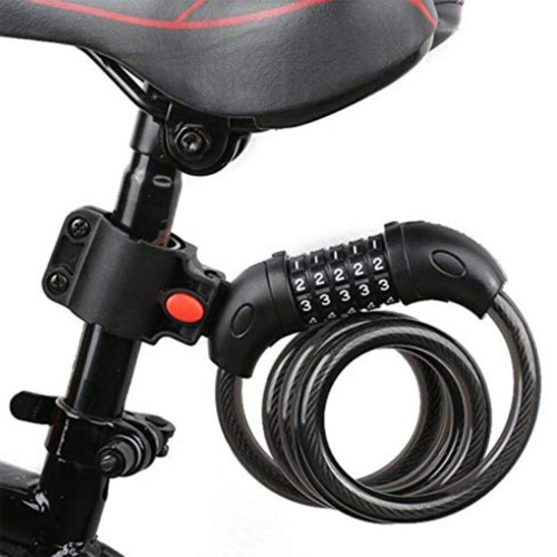 (Rose) Cadenas à combinaison de chiffres pour vélo Câble spiralé 2