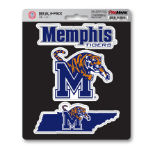 Pack de 3 autocollants découpés pour équipe des Memphis Tigers