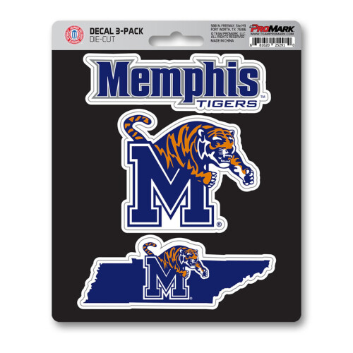Memphis Tigers Aufkleber, gestanzt, Team, 3er-Pack