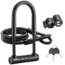 VVA Fahrrad-Bügelschloss, 20 mm, HeBike-Bügelschloss, 20 mm, robuster Kombinations-Bügel für Fahrräder,