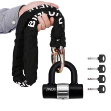 BIGLUFU Motorrad-Kettenschlösser, robust, mit 4 Schlüsseln, 100/120 cm lang, schnittfest, 10 mm dicke
