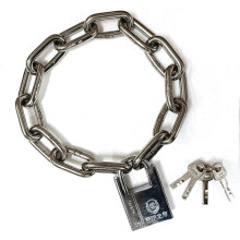 WANLIAN 8 mm Edelstahl-Sicherheitskette & 50 mm Vorhängeschloss-Set (4 Schlüssel) – Motorrad, E-Bikes,