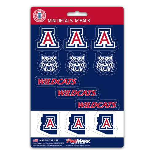 Lot de 12 mini autocollants Arizona Wildcats, commande spéciale