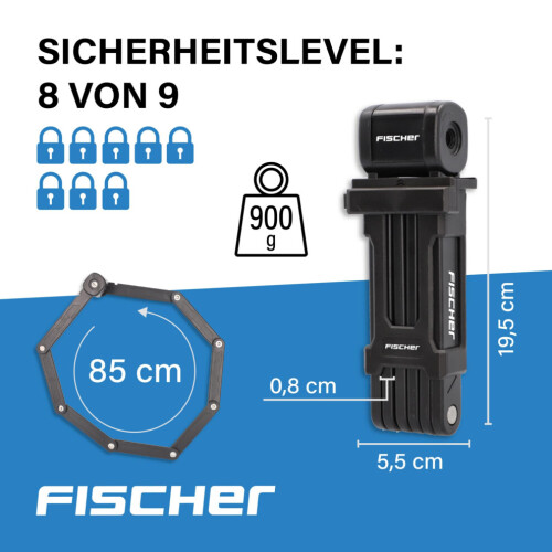 Fischer Faltschloss mit Halterung, Einheitsgröße, 85852 2
