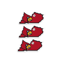 Siskiyou C3HSD88 Unisex NCAA Louisville Cardinals Home State Decal - yksi koko - 3 kpl pakkaus