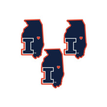 Siskiyou C3HSD55 Unisex NCAA Illinois Fighting Illini Home State Decal - yksi koko - 3 kpl pakkaus