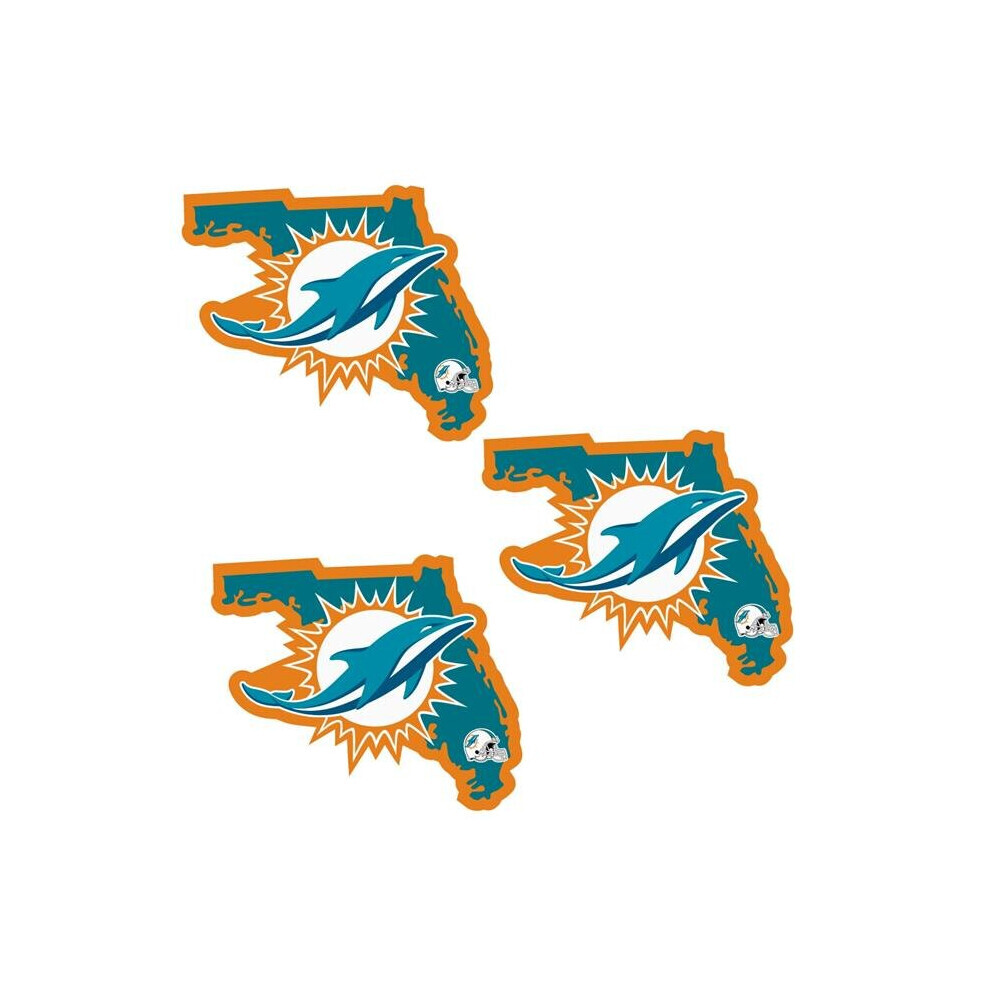 Autocollant unisexe Siskiyou F3HSD060 NFL Miami Dolphins Home State - Taille unique - Lot de 3