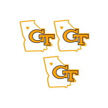 Siskiyou C3HSD44 Unisex NCAA Georgia Tech Yellow Jackets Home State Decal - yksi koko - 3 kpl pakkaus