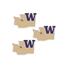 Siskiyou C3HSD49 Unisex NCAA Washington Huskies Home State Decal - yksi koko - 3 kpl pakkaus