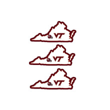 Siskiyou C3HSD61 Unisex NCAA Virginia Tech Hokies Home State Decal - yksi koko - 3 kpl pakkaus