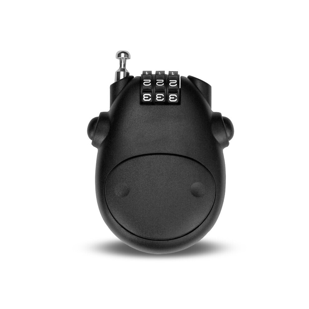 (Noir) Antivol de vélo antivol pour casque de moto avec câble télescopique en acier