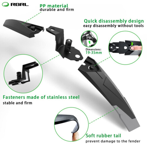 Guardabarros RBRL para bicicleta de montaña, ajustable, universal. 2