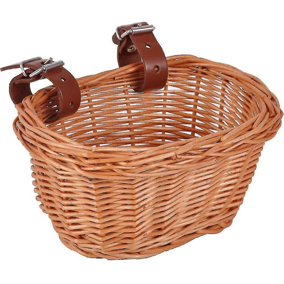 Panier de vélo pour enfants, panier de guidon avant, panier en osier tressé, panier de roue suspendu